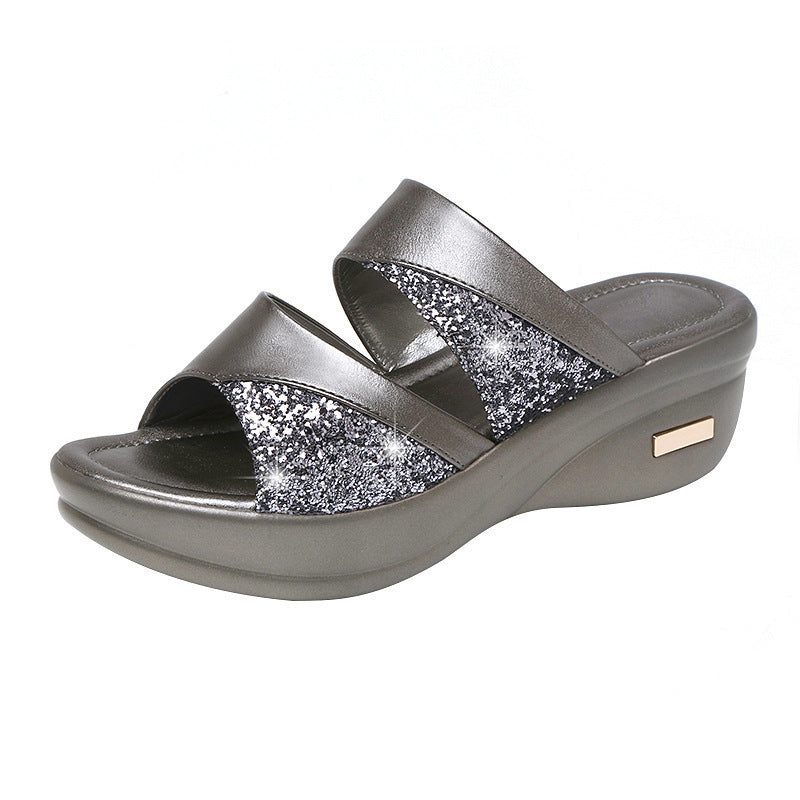 Damen Wedge-Sandalen Komfortabel Glitzernd Sommer