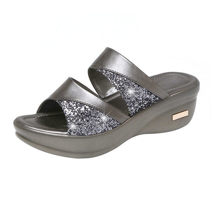 Damen Wedge-Sandalen Komfortabel Glitzernd Sommer