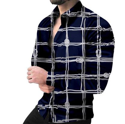 Herren Langarmhemd mit Kettenmuster Modern Berlin Style