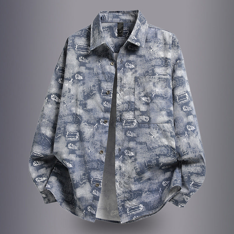 Herren Overshirt Jacke Graffiti Muster Trendy Casual - BerlinGlamour