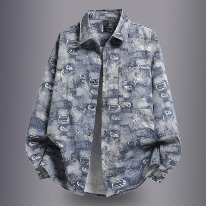 Herren Overshirt Jacke Graffiti Muster Trendy Casual - BerlinGlamour