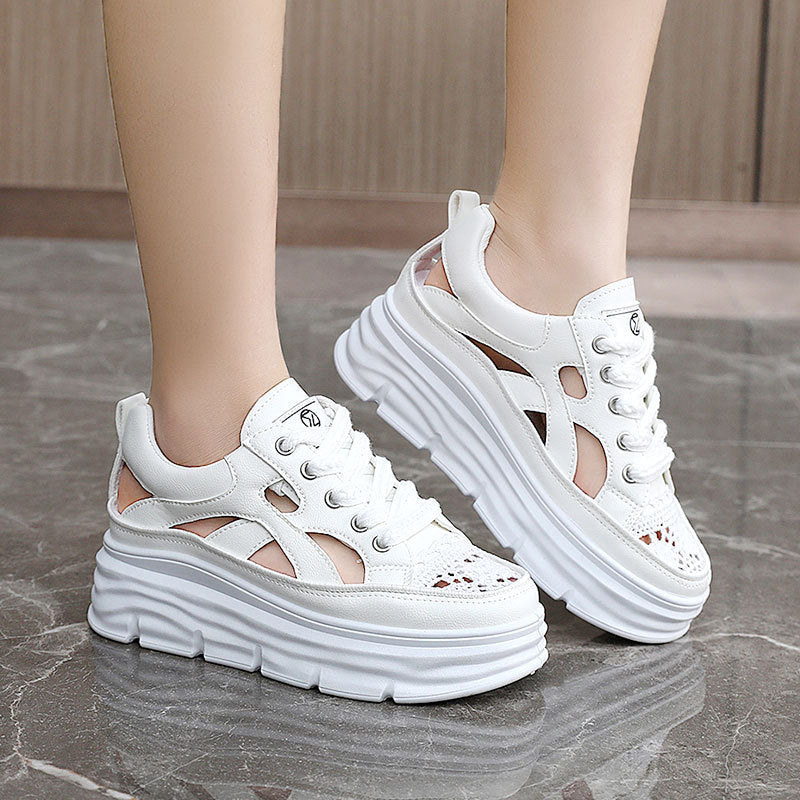Damen Plateau Sneaker Atmungsaktiv Modern Mesh