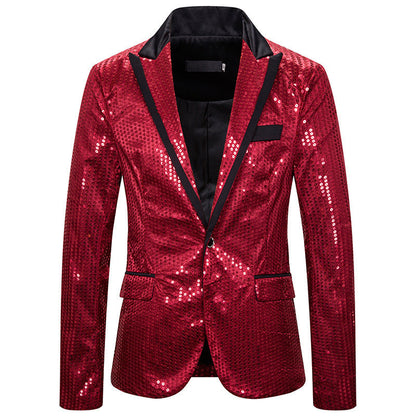 Herren Blazer Elegant Pailletten Modern Schnitt