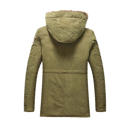 Herren Winterjacke Modisch Kunstfellkragen Taschen Berlin Style