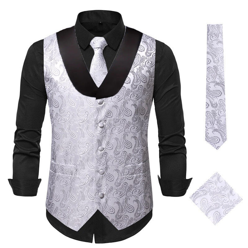 Herren Weste Leder Modern Schwarz