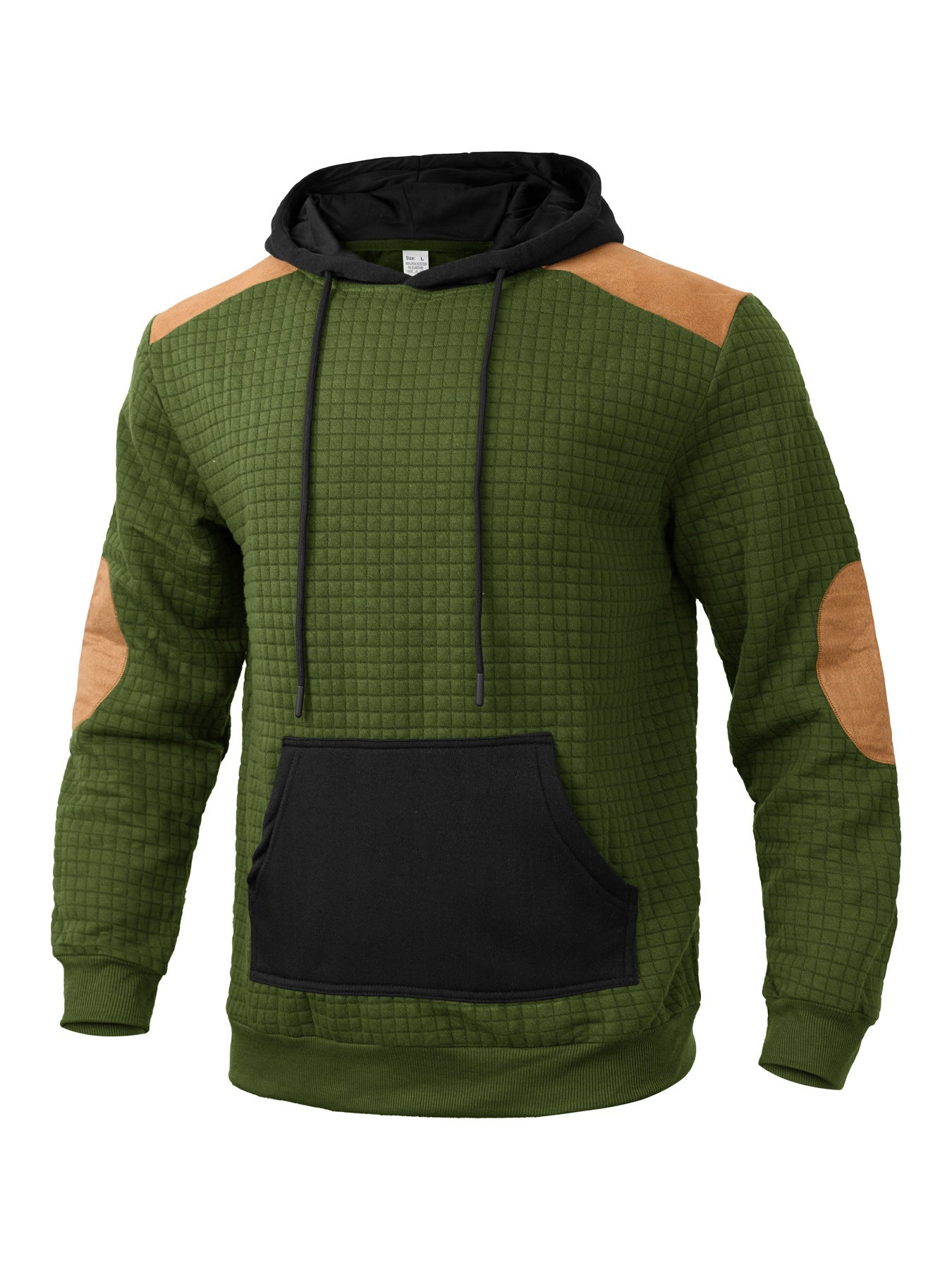 Herren Kapuzenpullover Modern mit Lederakzenten Schwarz