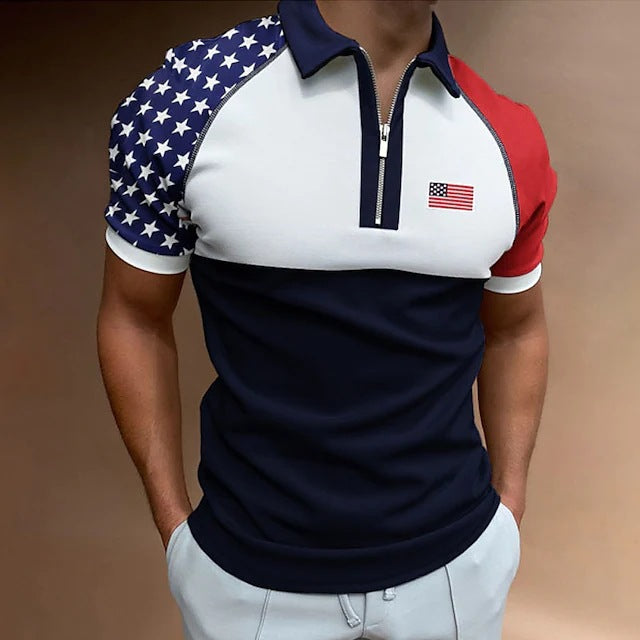 Herren Polo-Shirt mit Flaggen-Applikation Sportlich Modern