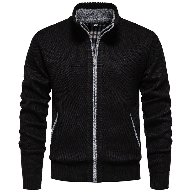 Herren Strickjacke Modern mit hohem Kragen und Taschen