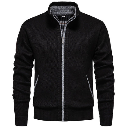 Herren Strickjacke Modern mit hohem Kragen und Taschen