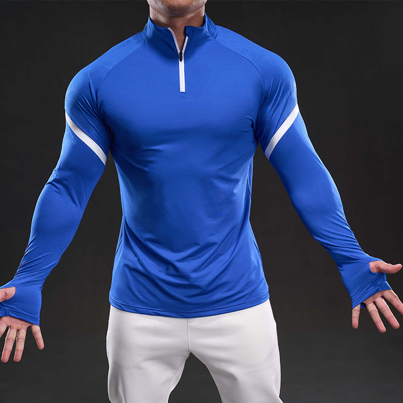 Herren Funktionsshirt Langarm Stehkragen Sportlich Modern