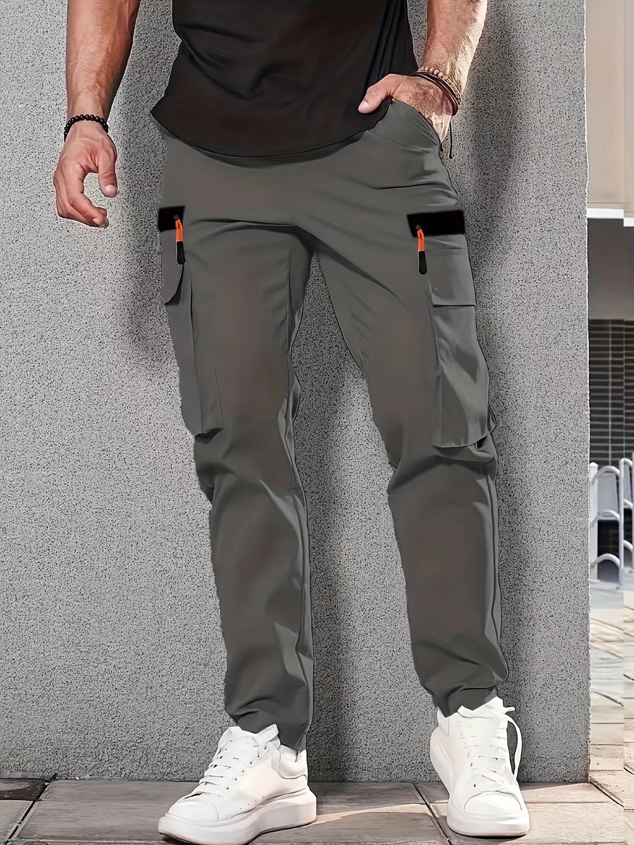 Herren Cargo-Hose Bequem Elastisch Mit Verstellbaren Taschen