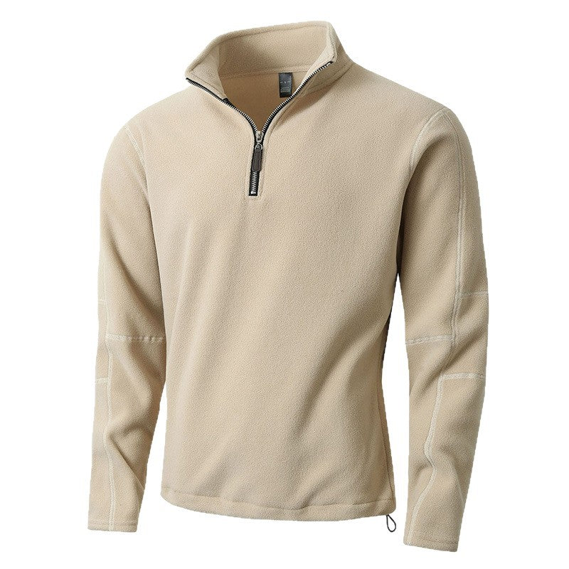 Herren Fleece Pullover Lang Reißverschluss Stehkragen Warm
