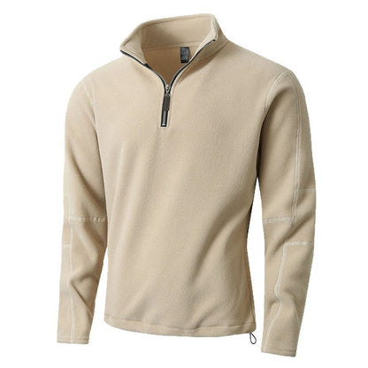 Herren Fleece Pullover Lang Reißverschluss Stehkragen Warm