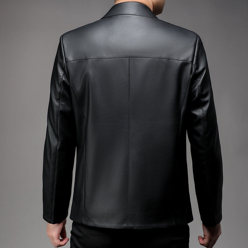 Herren Lederjacke Elegant Slim Fit Stehkragen
