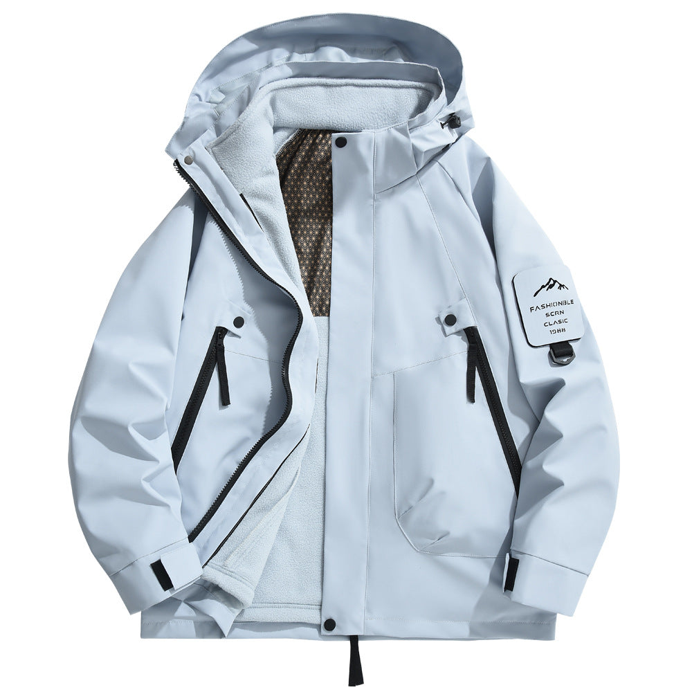 Herren Outdoorjacke Wetterfest Isoliert Kapuze Verstellbar