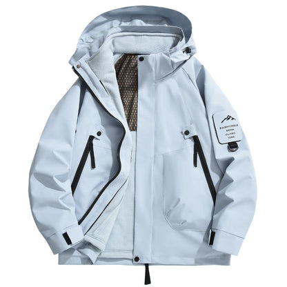 Herren Outdoorjacke Wetterfest Isoliert Kapuze Verstellbar
