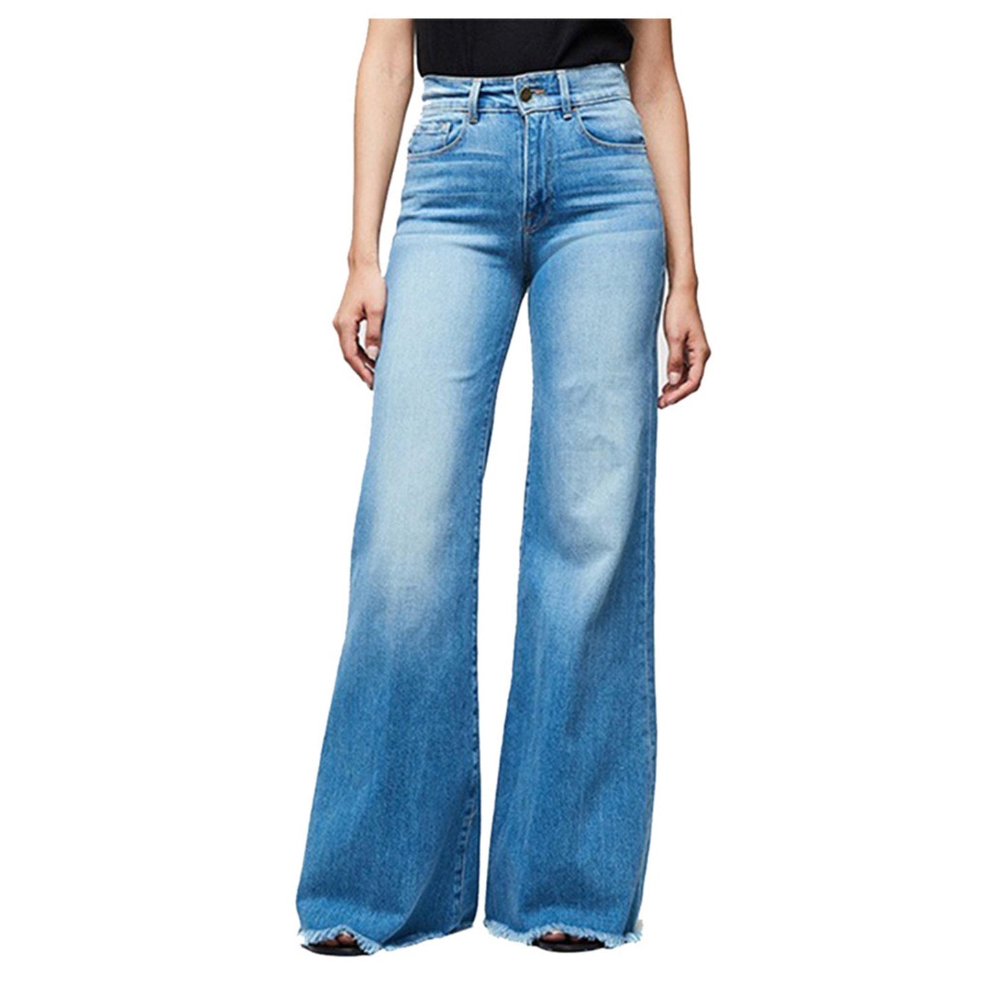 Damen Schlaghose Ausgefranst Jeanshose Trendy - BerlinGlamour