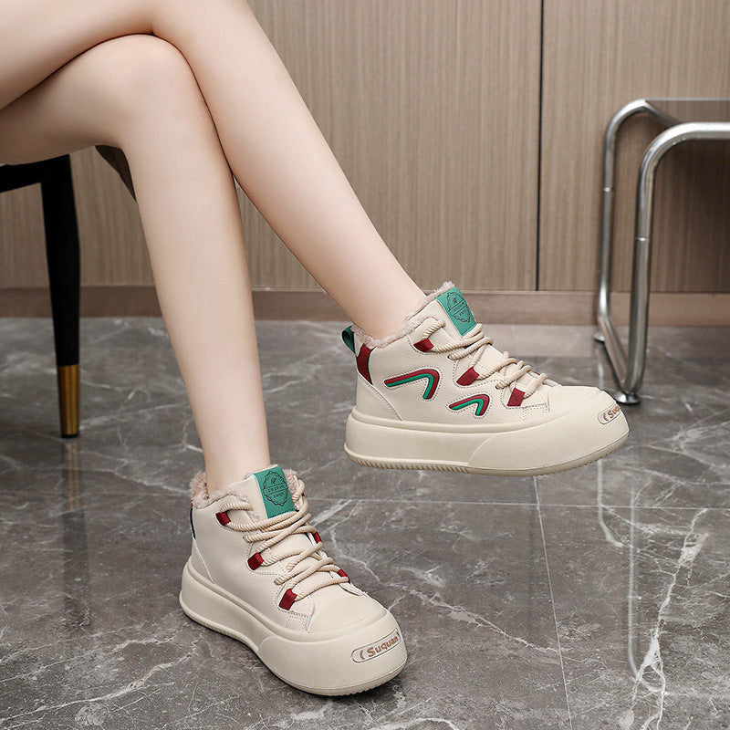 Damen Sneaker Hoch Flauschig Innenfutter Modisch