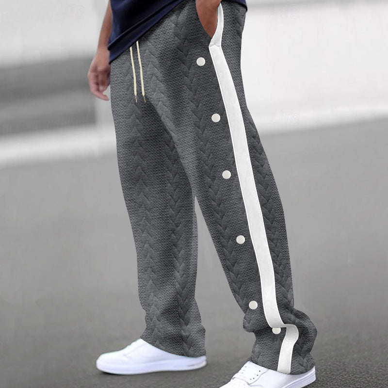 Herren Jogginghose Atmungsaktiv mit Druckknöpfen und Strickdesign