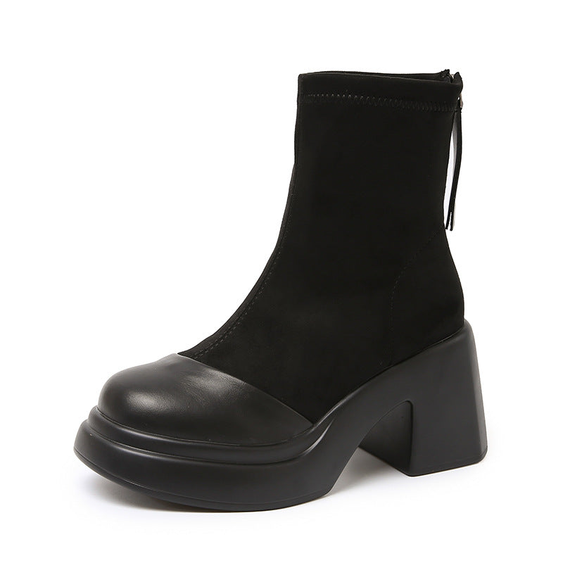 Damen Stiefel Blockabsatz Robust Elastisch Trendy