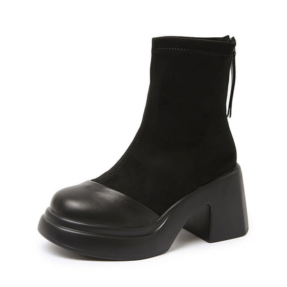 Damen Stiefel Blockabsatz Robust Elastisch Trendy