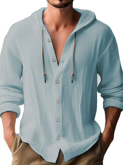 Herren Langarmhemd mit Kapuze Modern Trendy