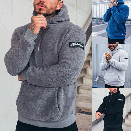 Herren Hoodie Fleece Kapuzenpullover mit Kängurutasche - BerlinGlamour
