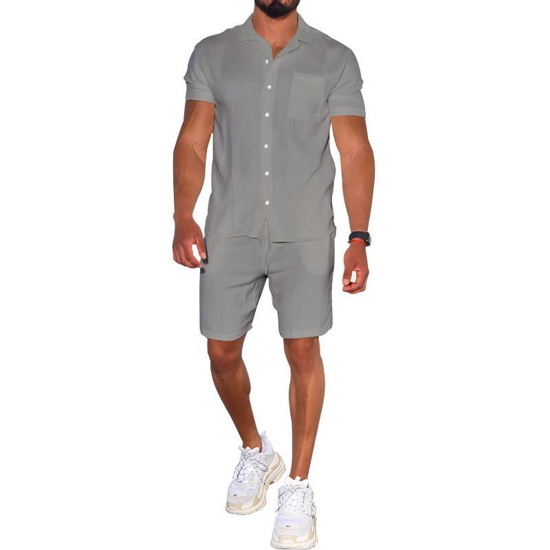 Herren Freizeit-Set Kurzarm Hemd Shorts Modern