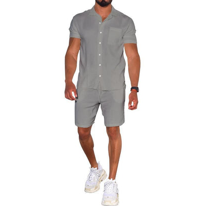Herren Freizeit-Set Kurzarm Hemd Shorts Modern