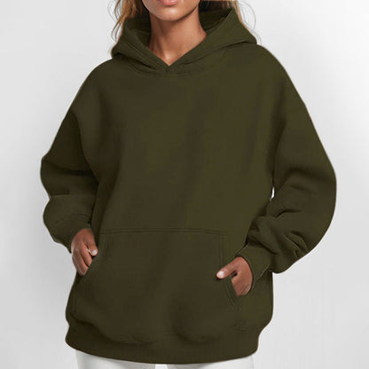 Damen Kapuzenpullover Weich Fleece Lockere Passform