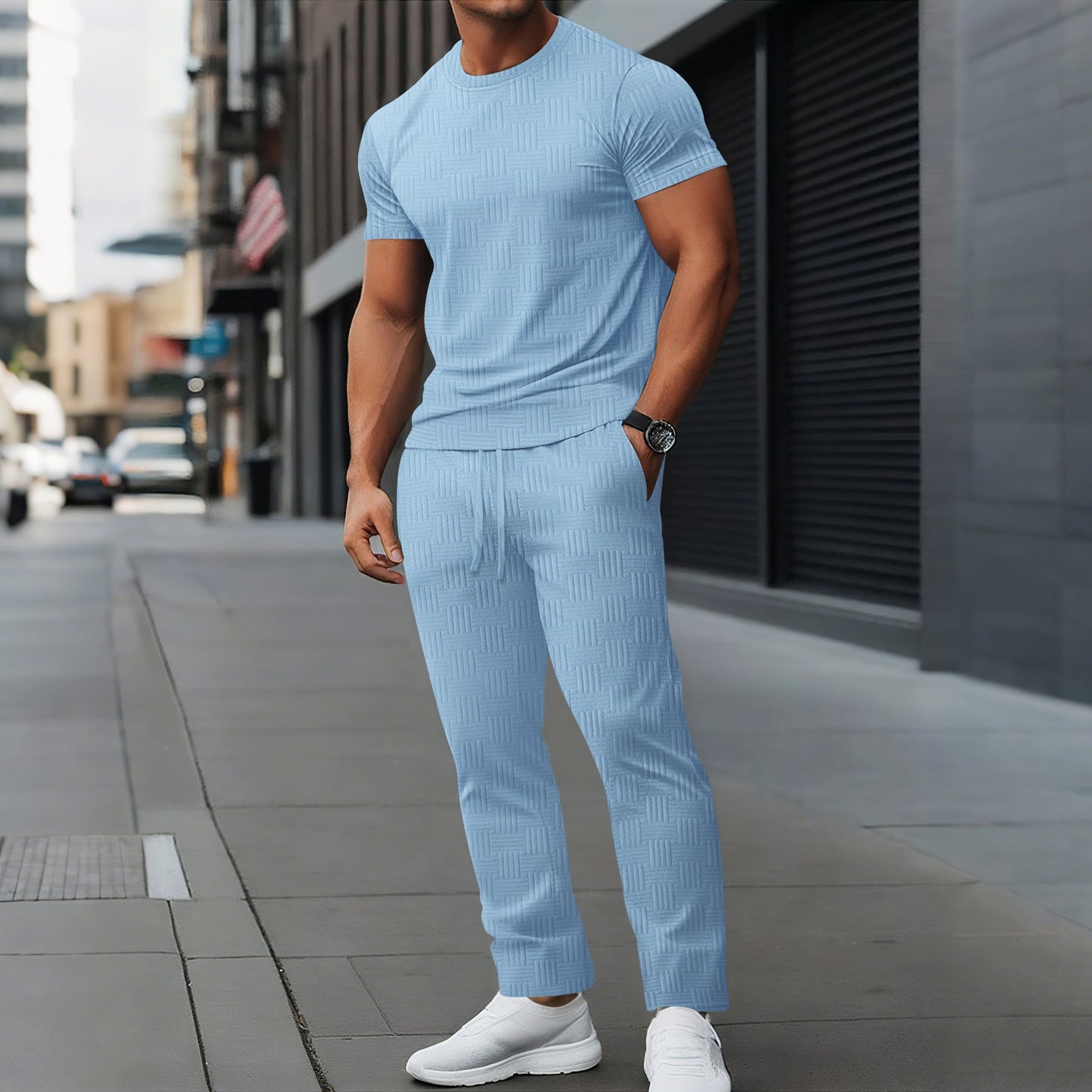 Herren Trainingsset Sportlich Modern mit Strukturmuster