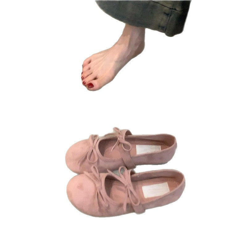 Damen Ballerinas mit Schleifen Bequem Lederschuhe Frauen