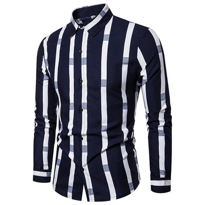 Herren Langarmhemd Streifenmuster Modern Slimfit