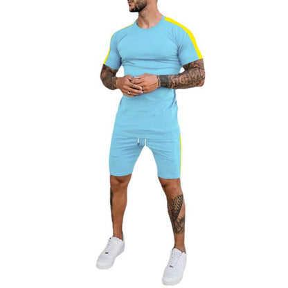 Herren Sport Set Kurzarm mit Kontraststreifen Modern