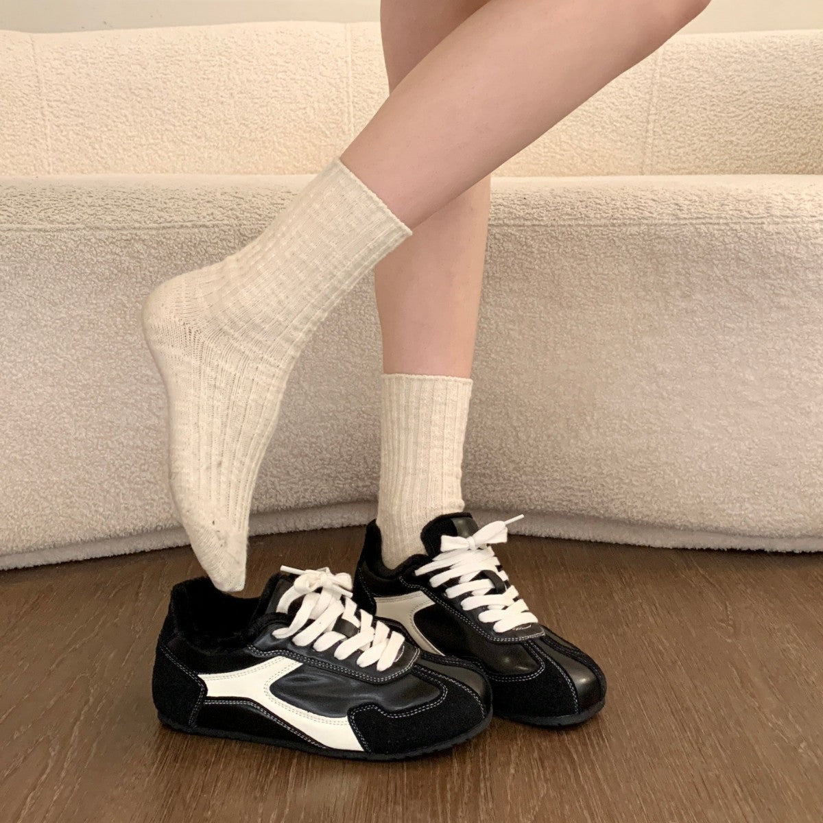 Damen Sneaker Warm Kunstfell Rutschfest Sportlich