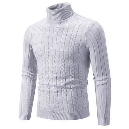 Herren Rollkragenpullover Strickt Zopfmuster Modern