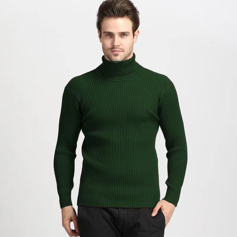 Herren Rollkragenpullover Feinripp aus Merino-Wolle