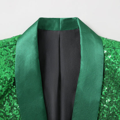 Herren Blazer Elegant Glitzernd mit Satinkragen Modern