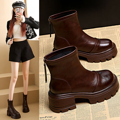 Damen Stiefel Ankle Boots Robust mit Reißverschluss - BerlinGlamour