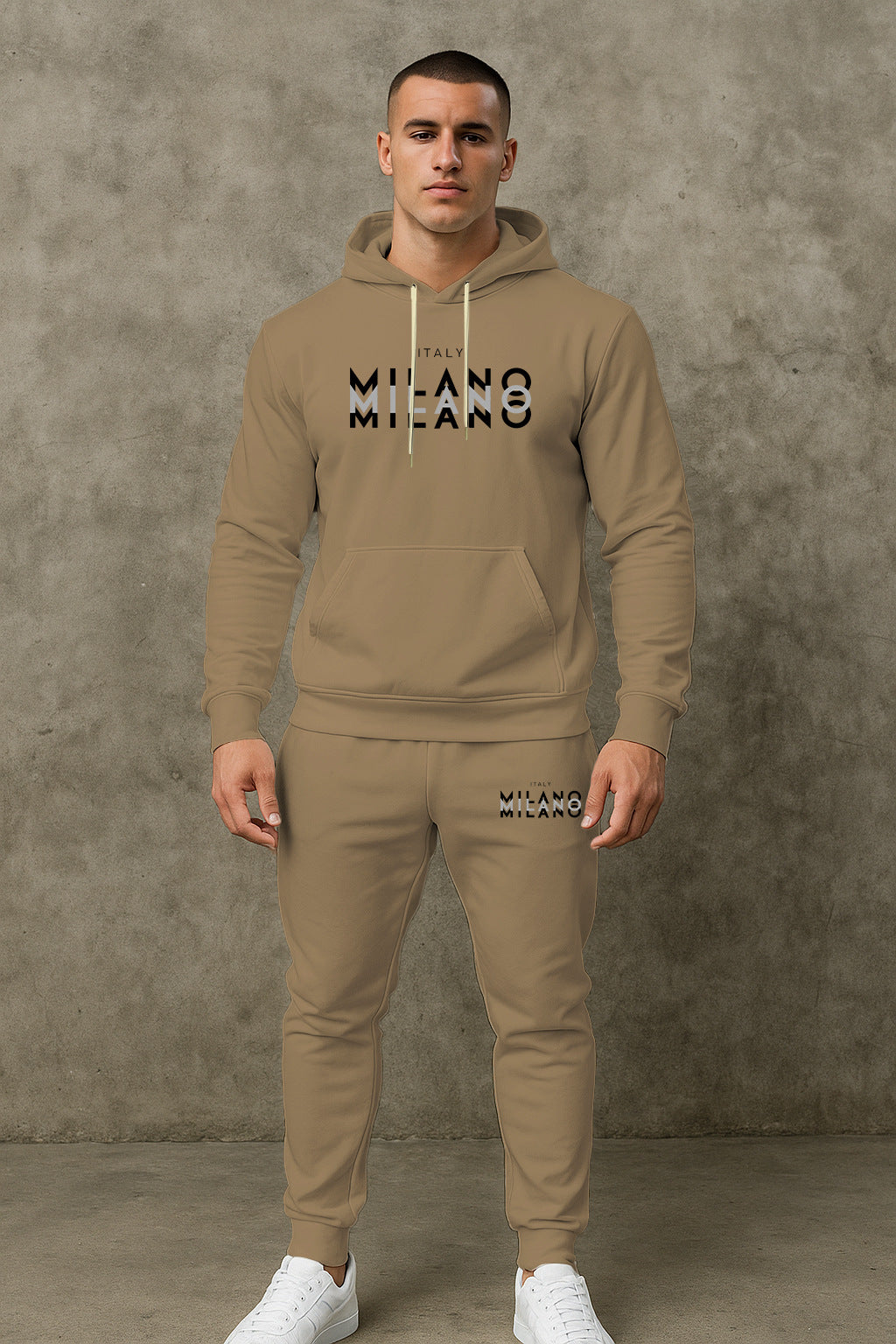Herren Jogginganzug Sportlich Hoodie Set Grau