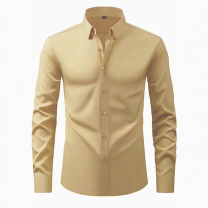 Herren Hemd Langarm Modernes Design Schwarzes Slimfit