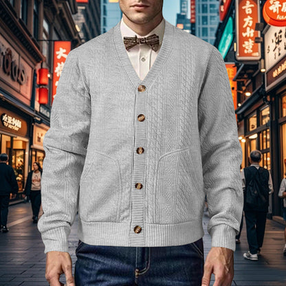 Herren Strickjacke Wabenmuster Modern mit Taschen