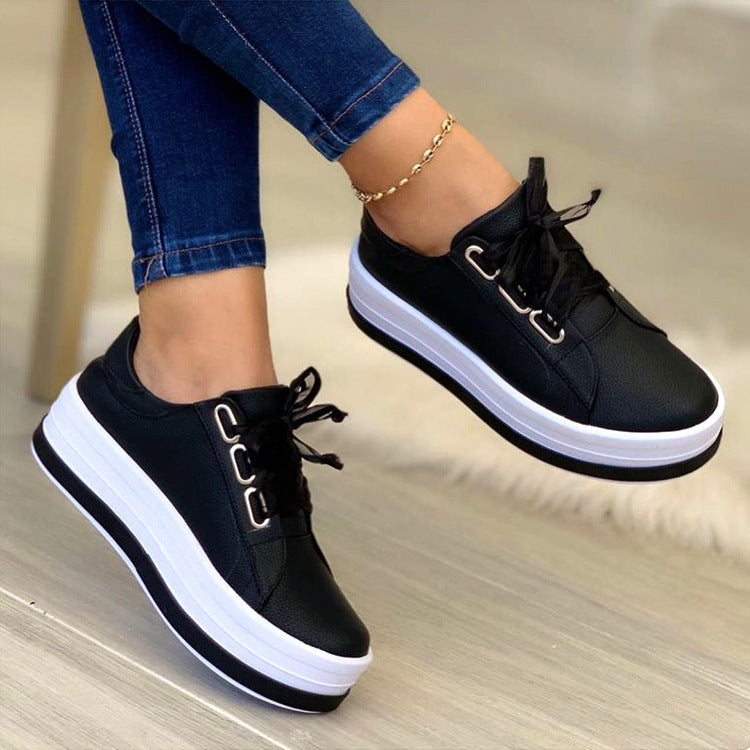 Damen Sneaker Plateau Glänzend Mode Schuhe