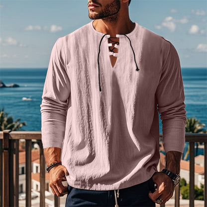 Modernes Langarmshirt mit Schnürung und V-Ausschnitt Berlin-Glamour