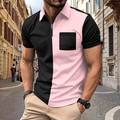 Herren Polohemd Modern Zip Kragen mit Brusttasche