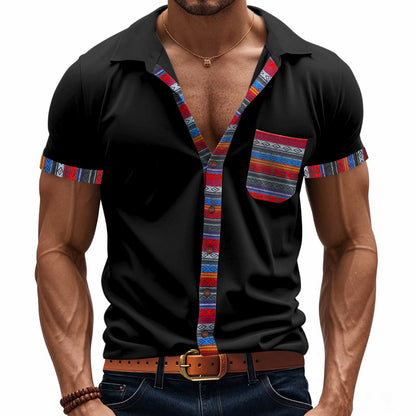 Herren Kurzarmhemd Bunt Modern Sommer