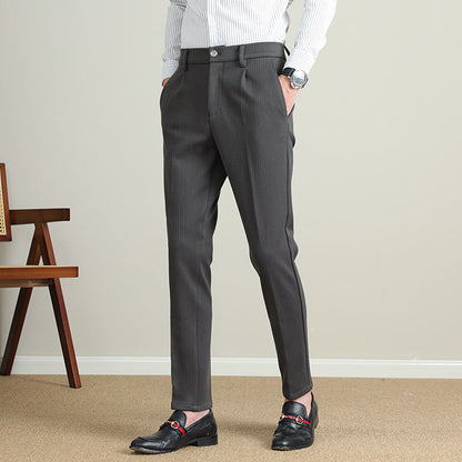 Herren Business-Hose Slim Fit Nadelstreifen Schwarz Modern