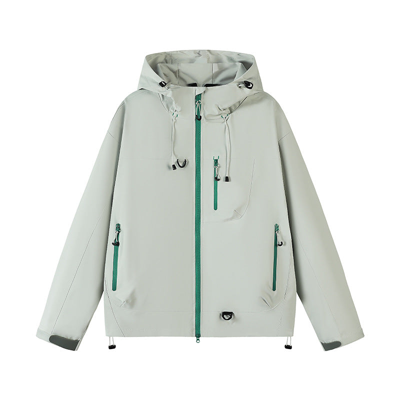 Wasserdichte Herren Funktionsjacke mit Kapuze und Reißverschlusstaschen