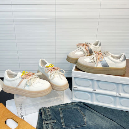 Damen Sneaker Plateau Komfortschuhe Farbenfroh Schnürsenkel