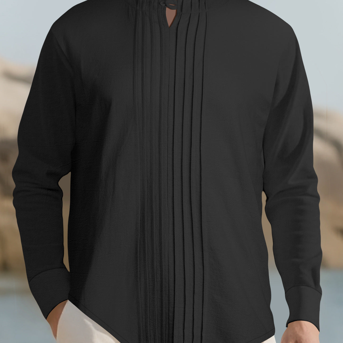 Herren Langarmhemd Elegant Strukturiert Modern